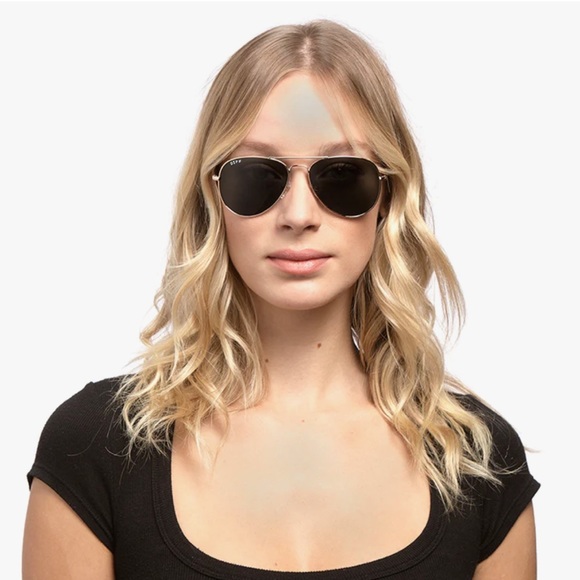 Diff aviator sunglasses gold rim black lenses unisex - Picture 9 of 9